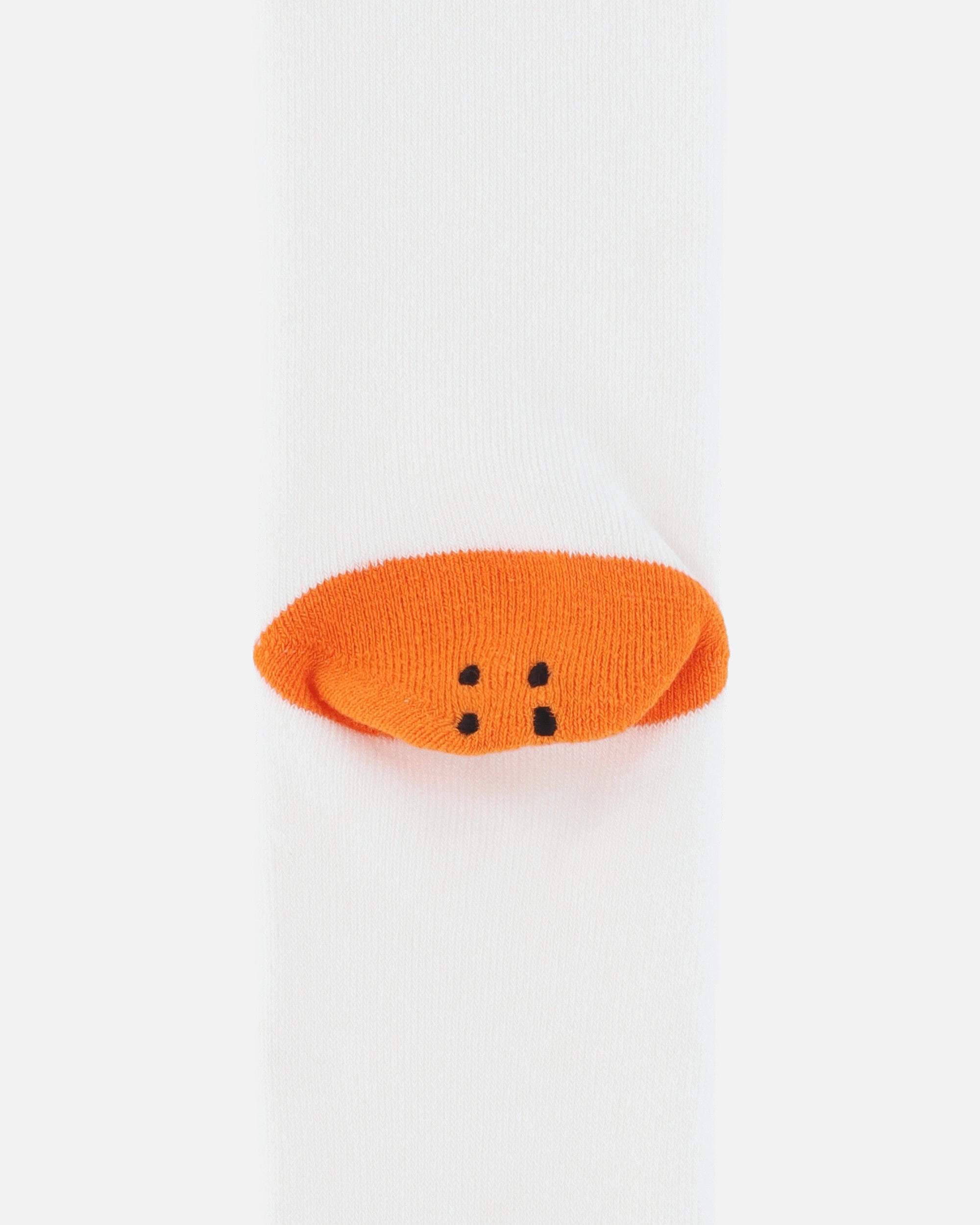 144 Yarns Happy Heel Embroidered Skaters Knee-High Socks White / Orange