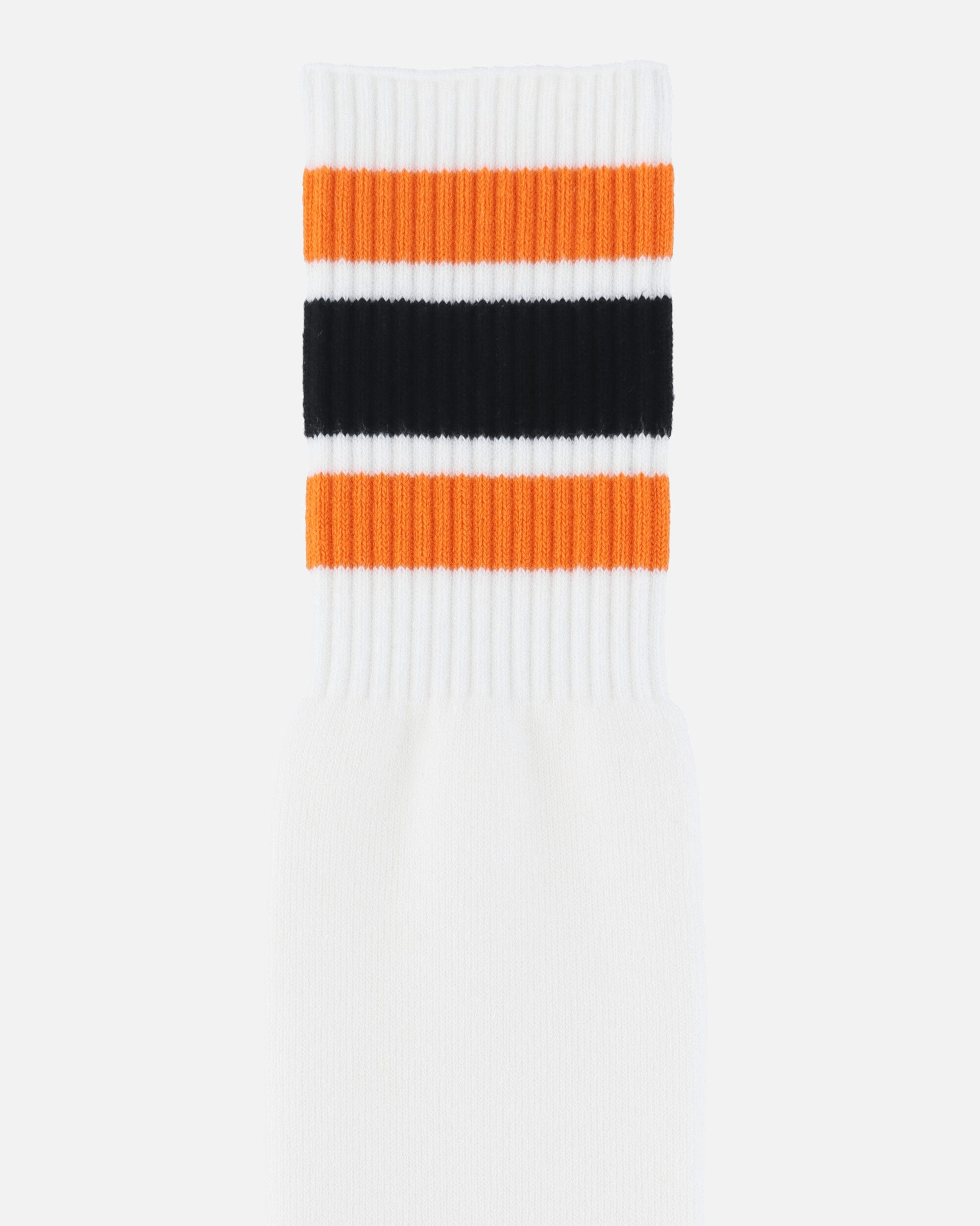 144 Yarns Happy Heel Embroidered Skaters Knee-High Socks White / Orange