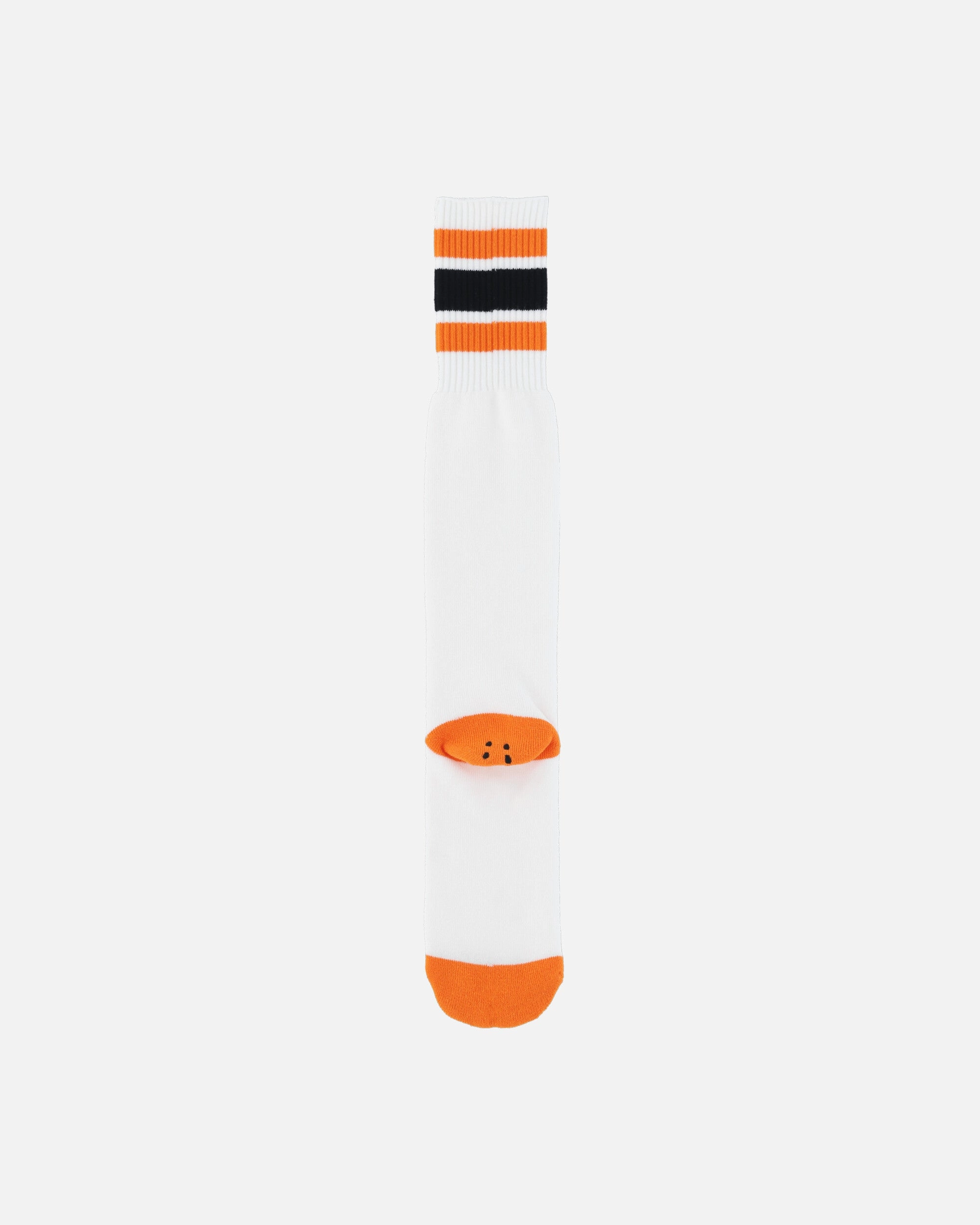 144 Yarns Happy Heel Embroidered Skaters Knee-High Socks White / Orange
