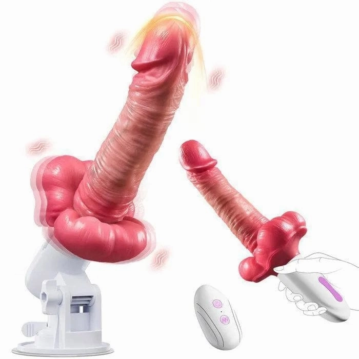 3 In 1 Big Mouth Thrusting heating Dildo Machine With Suction Cup & Remote Control