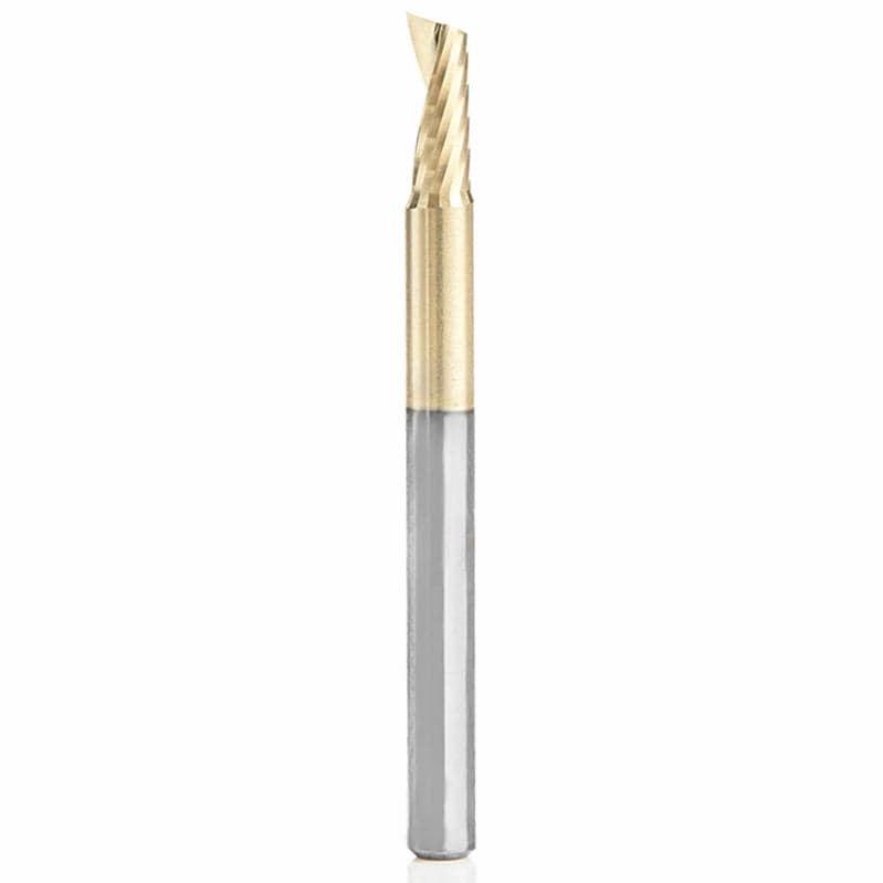 51406-Z Spiral O Single Flute Aluminum Cutting Up-Cut ZrN Coated Mirror Finish Router Bit 1/8"D 5/16"CH 1/8"SH 1-1/2"OL
