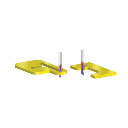 51504-K Spiral O Single Flute Plastic Cutting Down-Cut Mirror Finish CNC Router Bit 1/4"D 3/4"CH 1/4"SH 2"OL