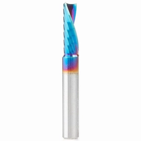 51504-K Spiral O Single Flute Plastic Cutting Down-Cut Mirror Finish CNC Router Bit 1/4"D 3/4"CH 1/4"SH 2"OL