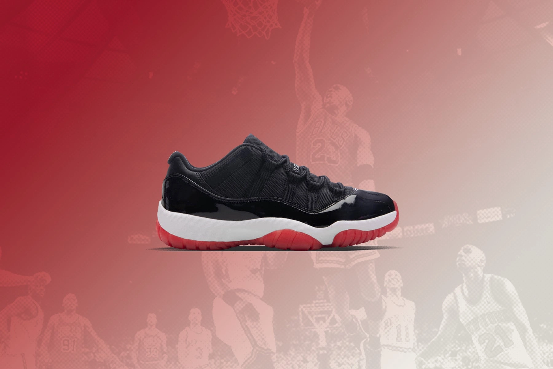 Air Jordan 11 Retro Low 'Bred' (GS) - Black/Varsity Red/White