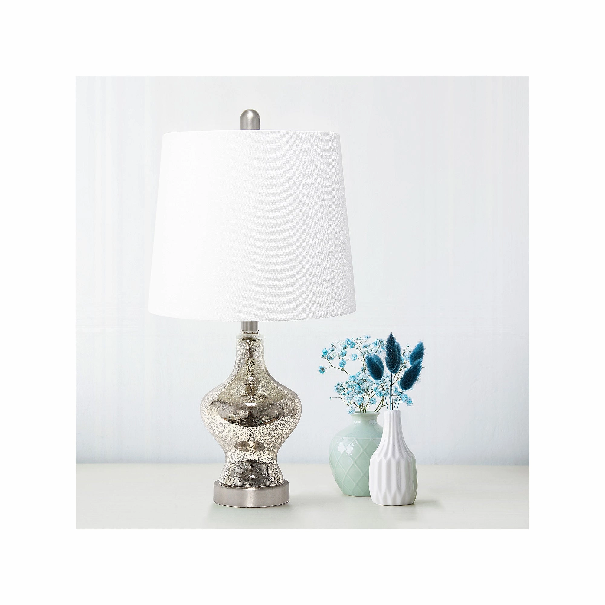 Asstd National Brand Lalia Home Paseo With White Fabric Shade Glass Table Lamp - MERCURY ONE SIZE
