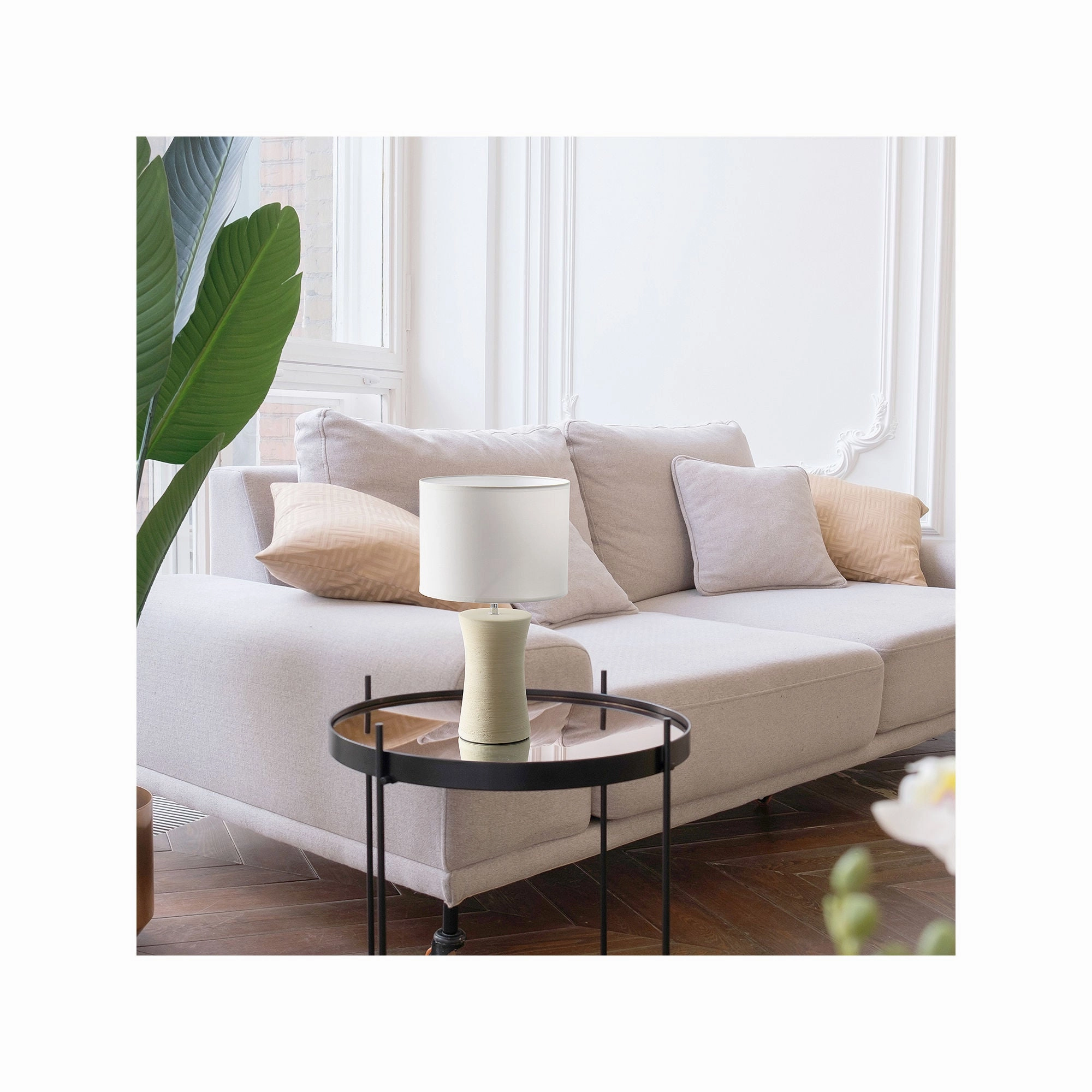 Asstd National Brand Simple Designs Hourglass Ceramic Table Lamp LT2099-BGE - BEIGE ONE SIZE