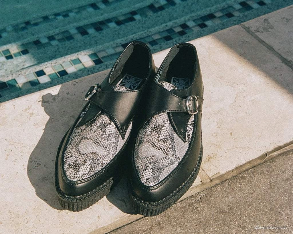 Black & Grey Snake Pointed Buckle Creeper