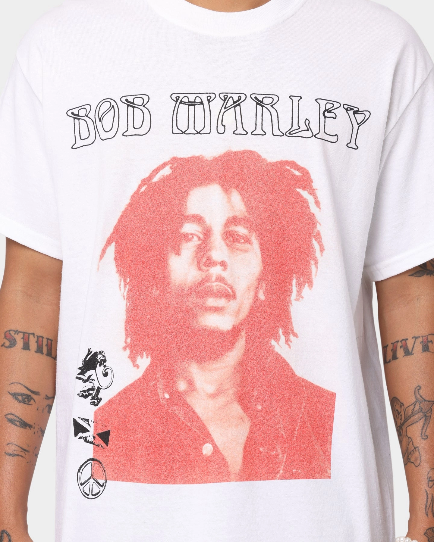 Bob Marley Red Portrait T-Shirt White