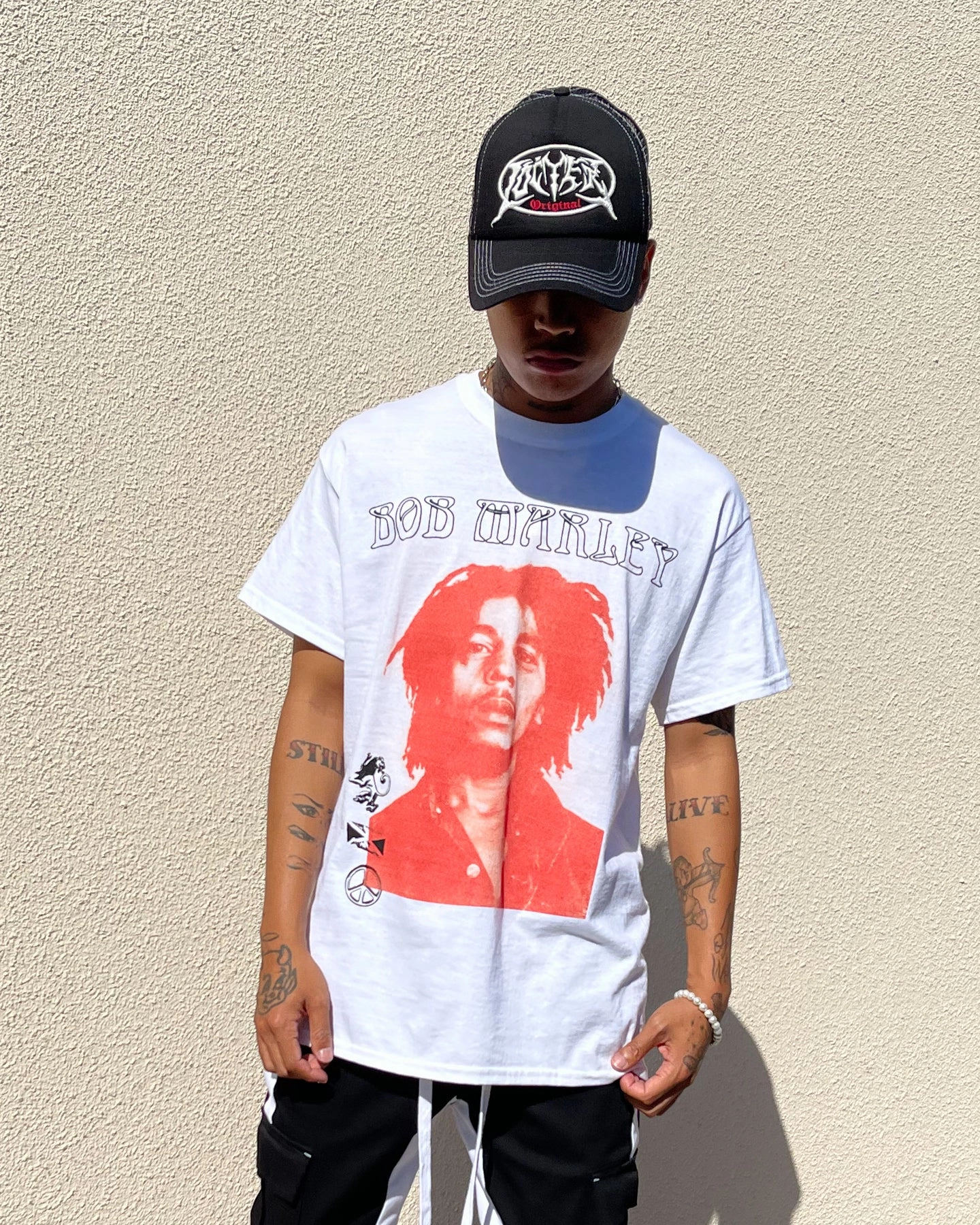 Bob Marley Red Portrait T-Shirt White