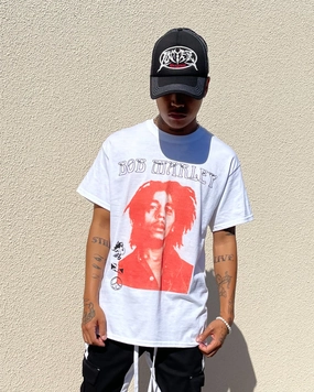 Bob Marley Red Portrait T-Shirt White