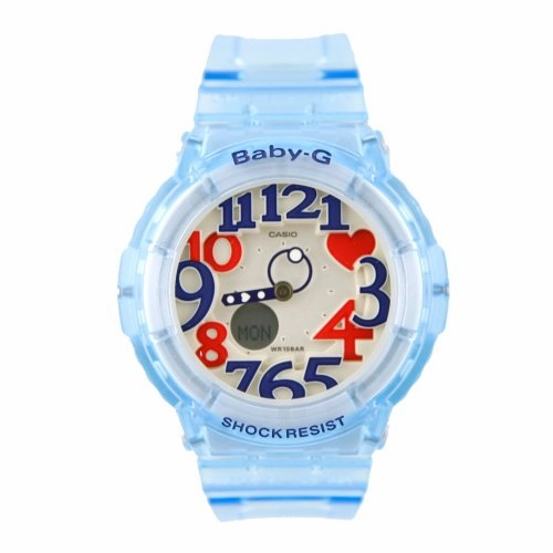 Casio Women's Baby-G Marine Resort White Dial Semi-Transparent Blue Plastic Strap Ana-Digi Alarm Watch | BGA131-2B