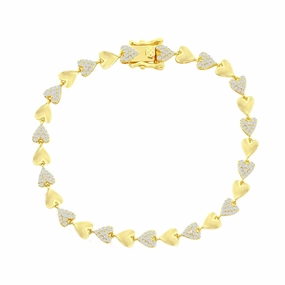 Classic Women's Bracelet - YG Plated Polished and Micro Pave CZ Heart | T-8026-GP