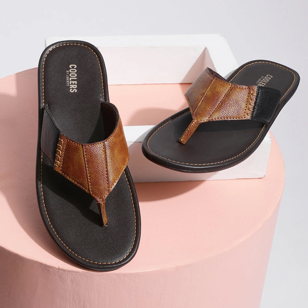 Coolers Casual Tan Slippers For Men AVN-13 By Liberty