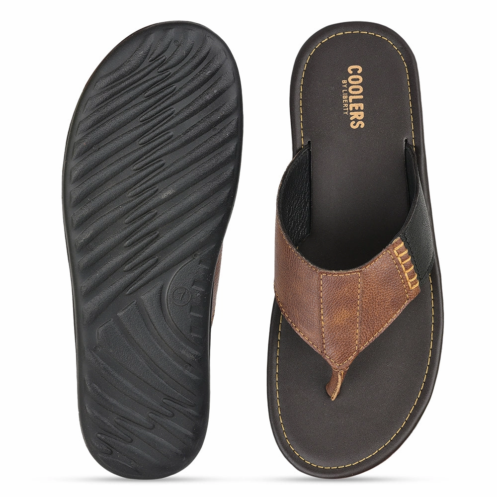 Coolers Casual Tan Slippers For Men AVN-13 By Liberty