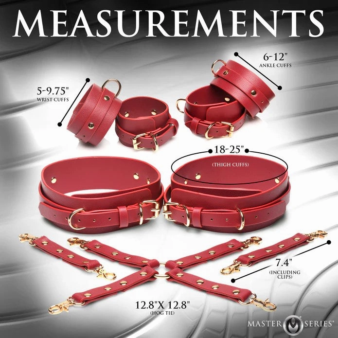 Crimson Captive Thigh, Wrist, Ankle Hog Tie Restraints