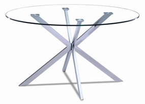 Darron Round Glass Dining Table - Glass, Chorme
