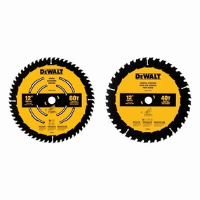 DEWALT DWA112CMB-12 In Carbide Circular Saw Blade 60 Tooth with 1 in Arbor For General Purpose Cutting (2 Pack)