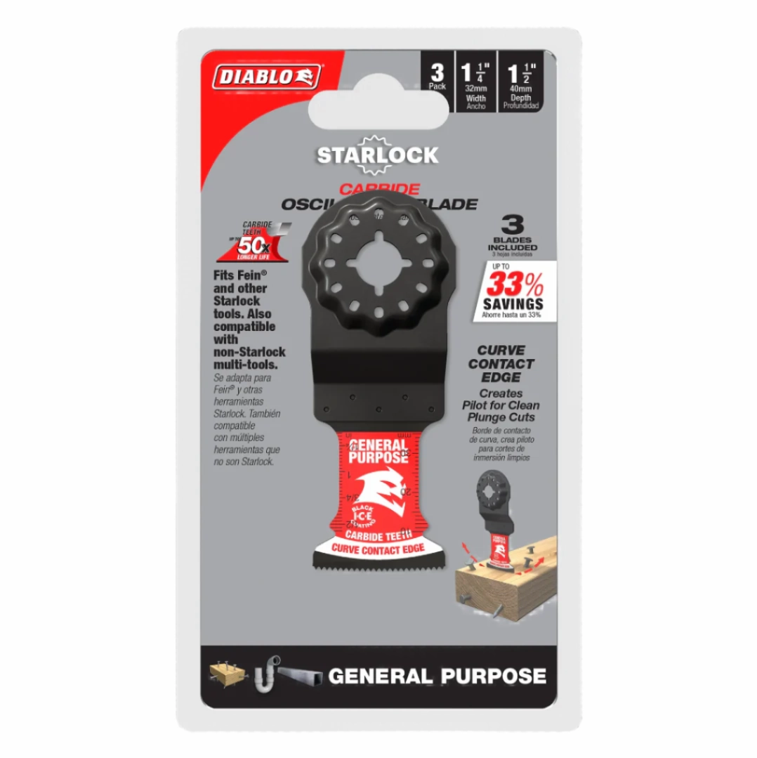 Diablo DOS125CGP3 - 1-1/4 in. Starlock Carbide Oscillating Blades for General Purpose Cuts - 3pk