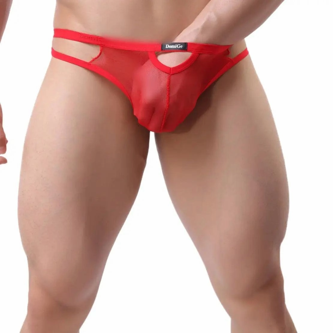 DomiGe Men's Underwear Elastic Waistband Hollow Mesh G-String