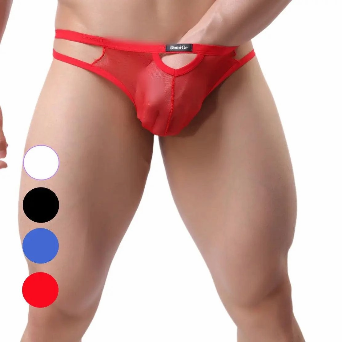 DomiGe Men's Underwear Elastic Waistband Hollow Mesh G-String
