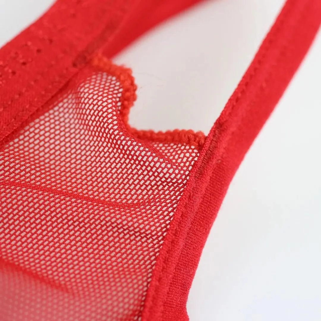 DomiGe Men's Underwear Elastic Waistband Hollow Mesh G-String