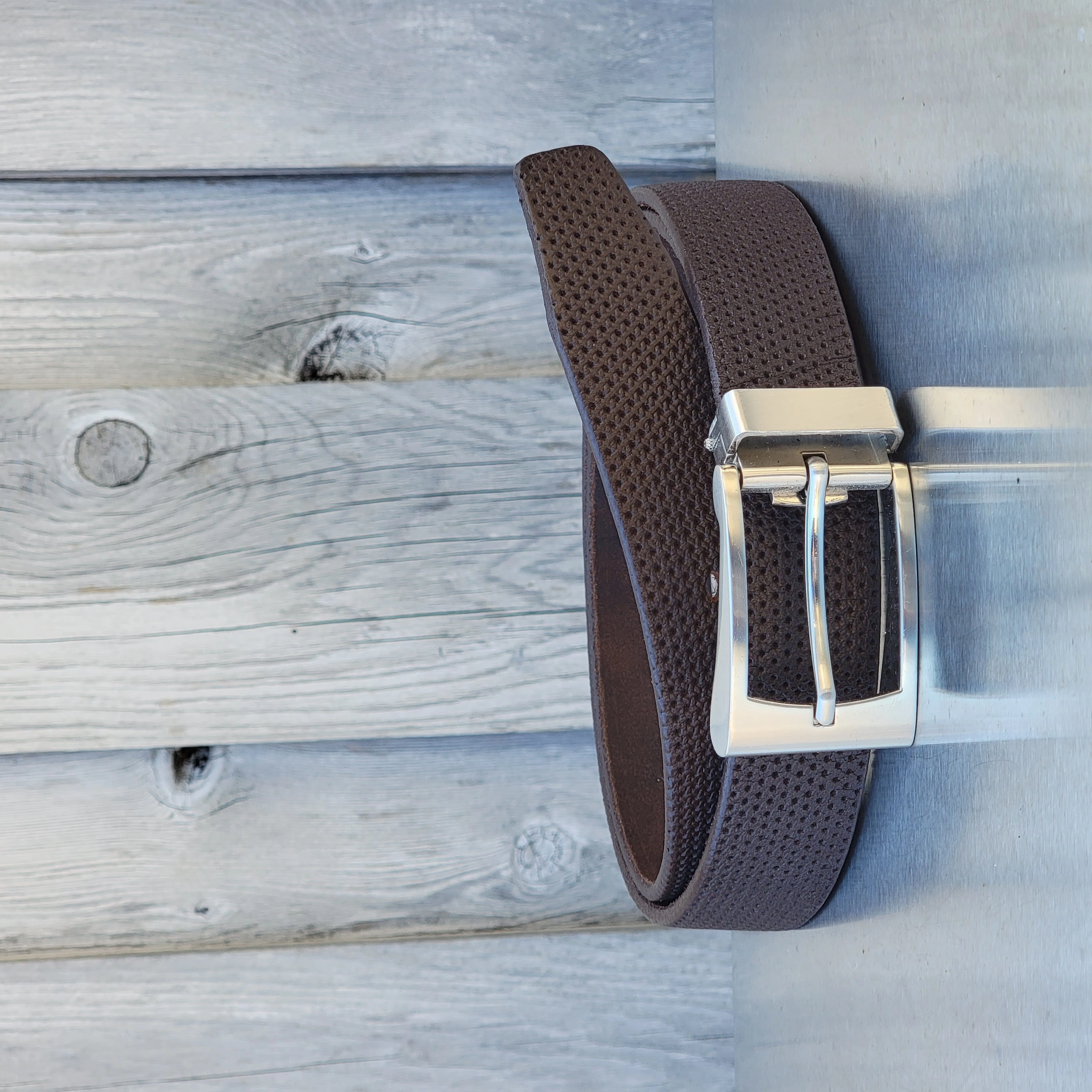 Dotted Patterned 100 % Real Leather Belt