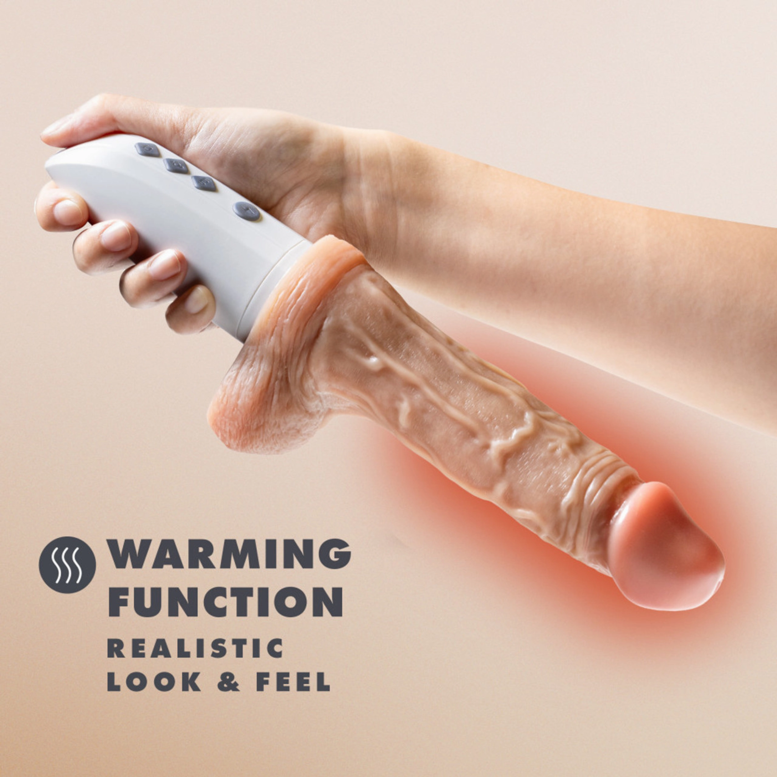 Dr. Skin -Dr. Hammer Rechargeable Thrusting Dildo with Handle and Remote Control 7in
