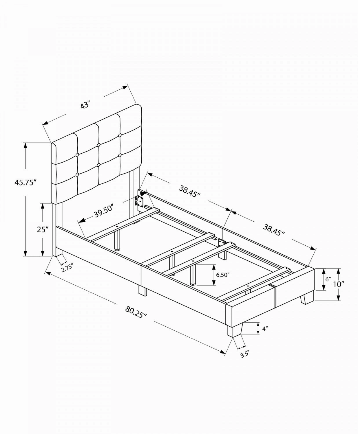 Evelyn Twin Bed - Dark Grey