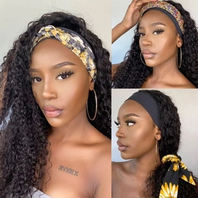 Exclusive Sale | Luvme Hair Throw On & Go Deep Wave No Lace Glueless Long Headband Wig 100% Human Hair (Get Free Trendy Headbands)