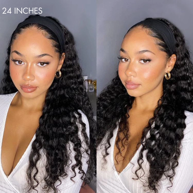 Exclusive Sale | Luvme Hair Throw On & Go Deep Wave No Lace Glueless Long Headband Wig 100% Human Hair (Get Free Trendy Headbands)