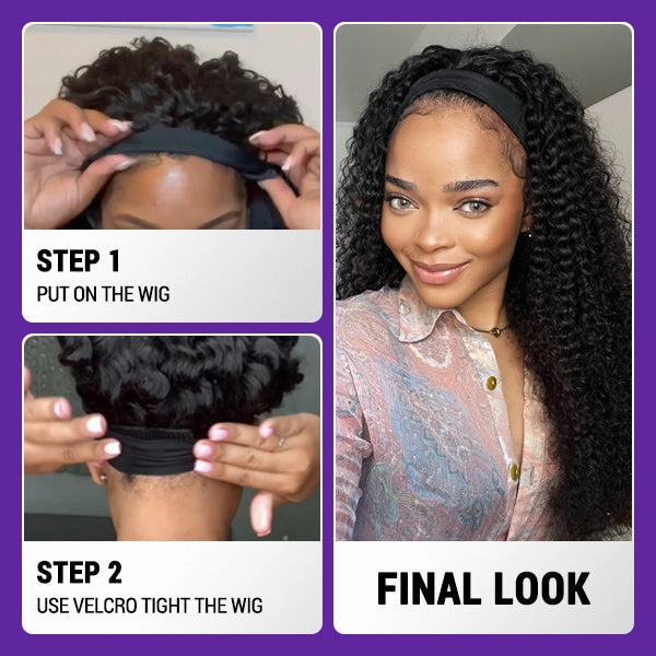 Exclusive Sale | Luvme Hair Throw On & Go Deep Wave No Lace Glueless Long Headband Wig 100% Human Hair (Get Free Trendy Headbands)