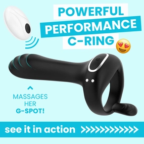 FLIRT Vibrating Silicone C-ring with G-Spot Stimulator & Ball Tickler