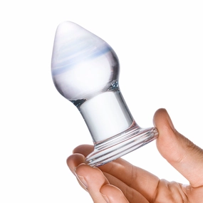 Glas - Amethyst Rain Glass Butt Plug 3.25" (Clear)