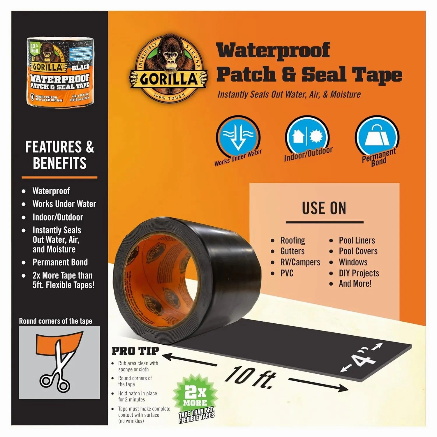 Gorilla 4670002 - Waterproof Patch & Seal Tape