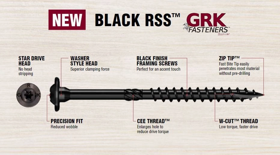 GRK GRK-16287 - RSS™ BLACK STRUCTURAL SCREW 3/8" X 8"- 50pk