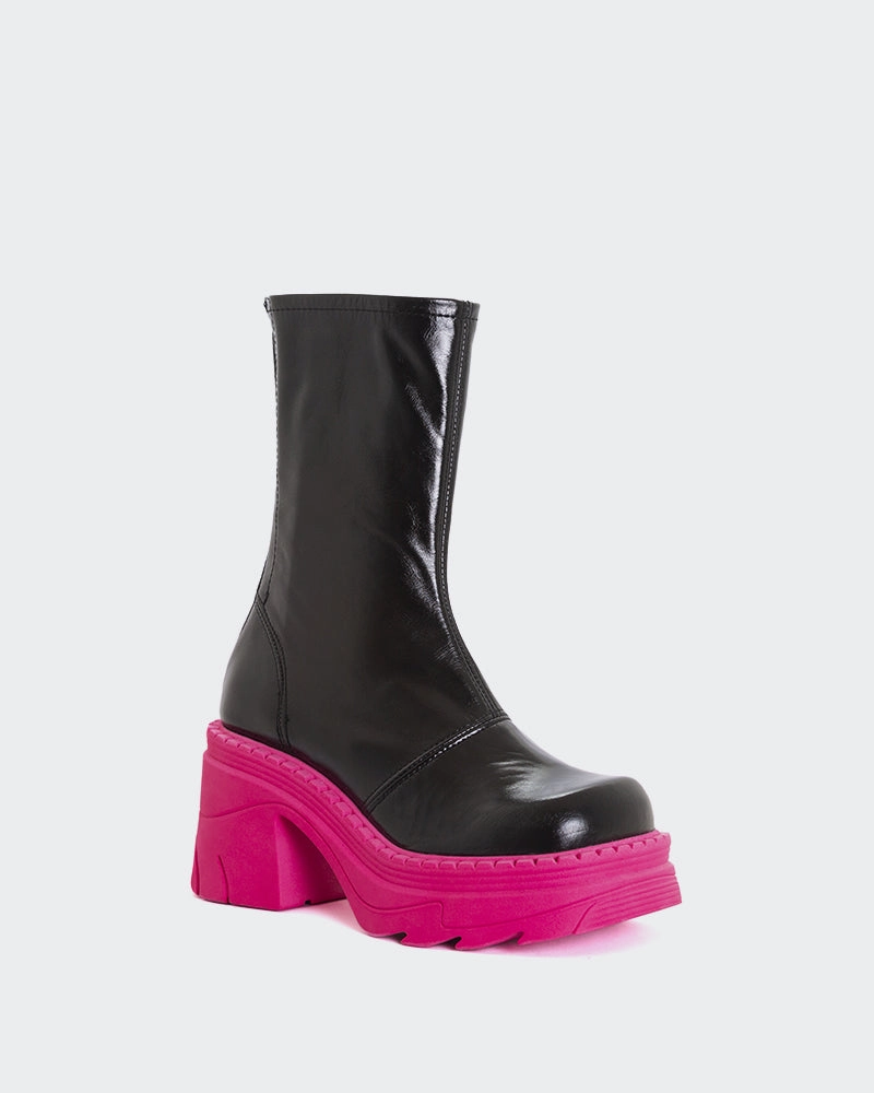 Grover Black Leather Fuchsia Sole
