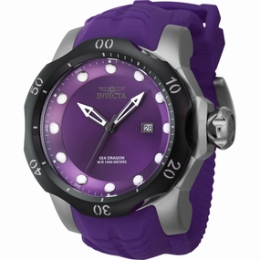 Invicta Men's Dive Watch - Venom Rotating Bezel Purple Dial Silicone Strap | 45494