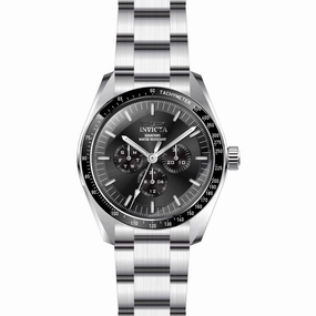 Invicta Men's GMT Watch - Specialty Chrono Black Dial Silver Tone Bracelet | 45967
