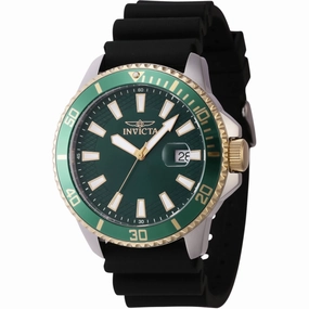 Invicta Men's Quartz Watch - Pro Diver Date Green Dial Black Silicone Strap | 46134