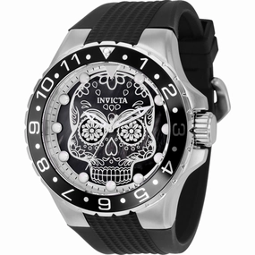 Invicta Men's Watch - Aviator Silver and Black Dial Silicone Strap Quartz | 36855