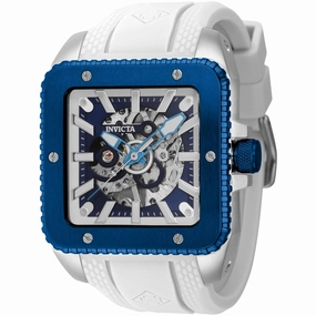 Invicta Men's Watch - Cuadro Mechanical Dark Blue, White and Silver Dial Strap | 44007