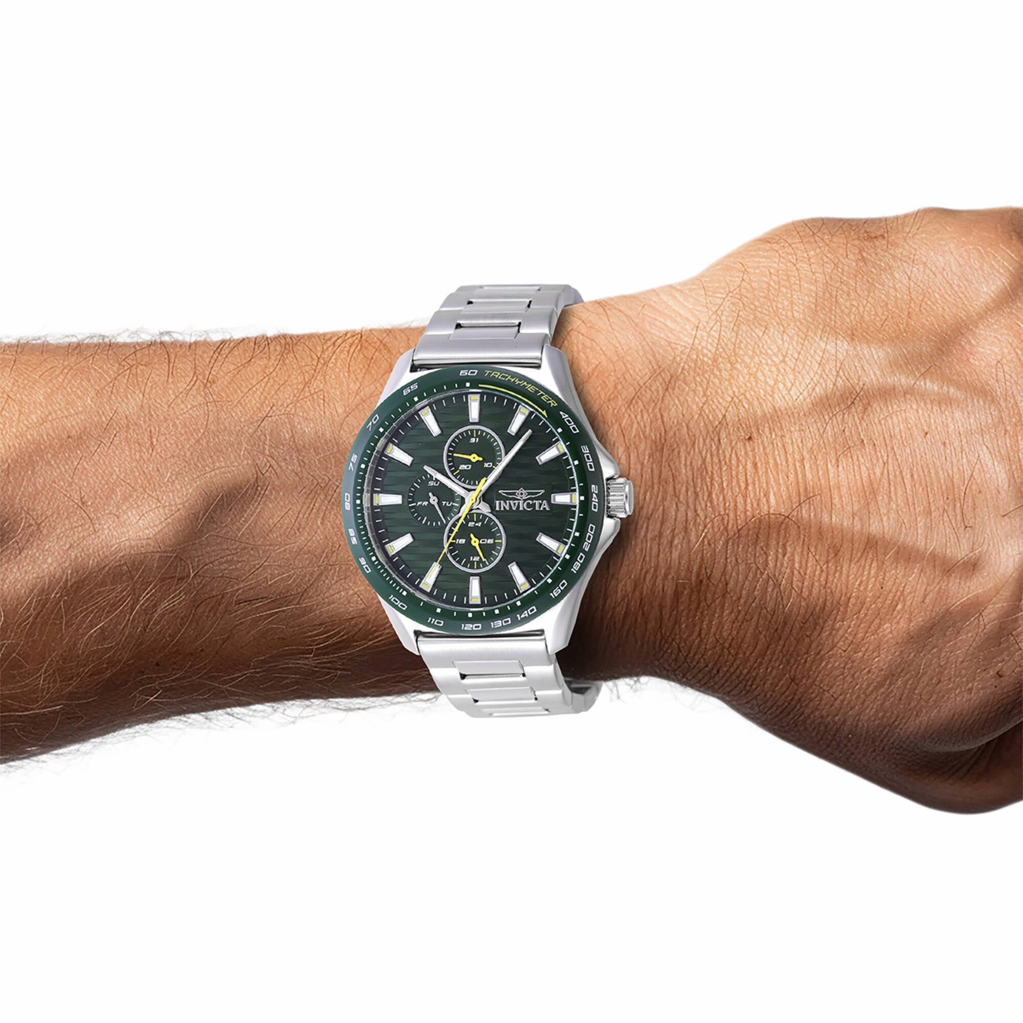 Invicta men's Watch - Invicta Racing Quartz Green Dial Silver Tone Bracelet | 47549