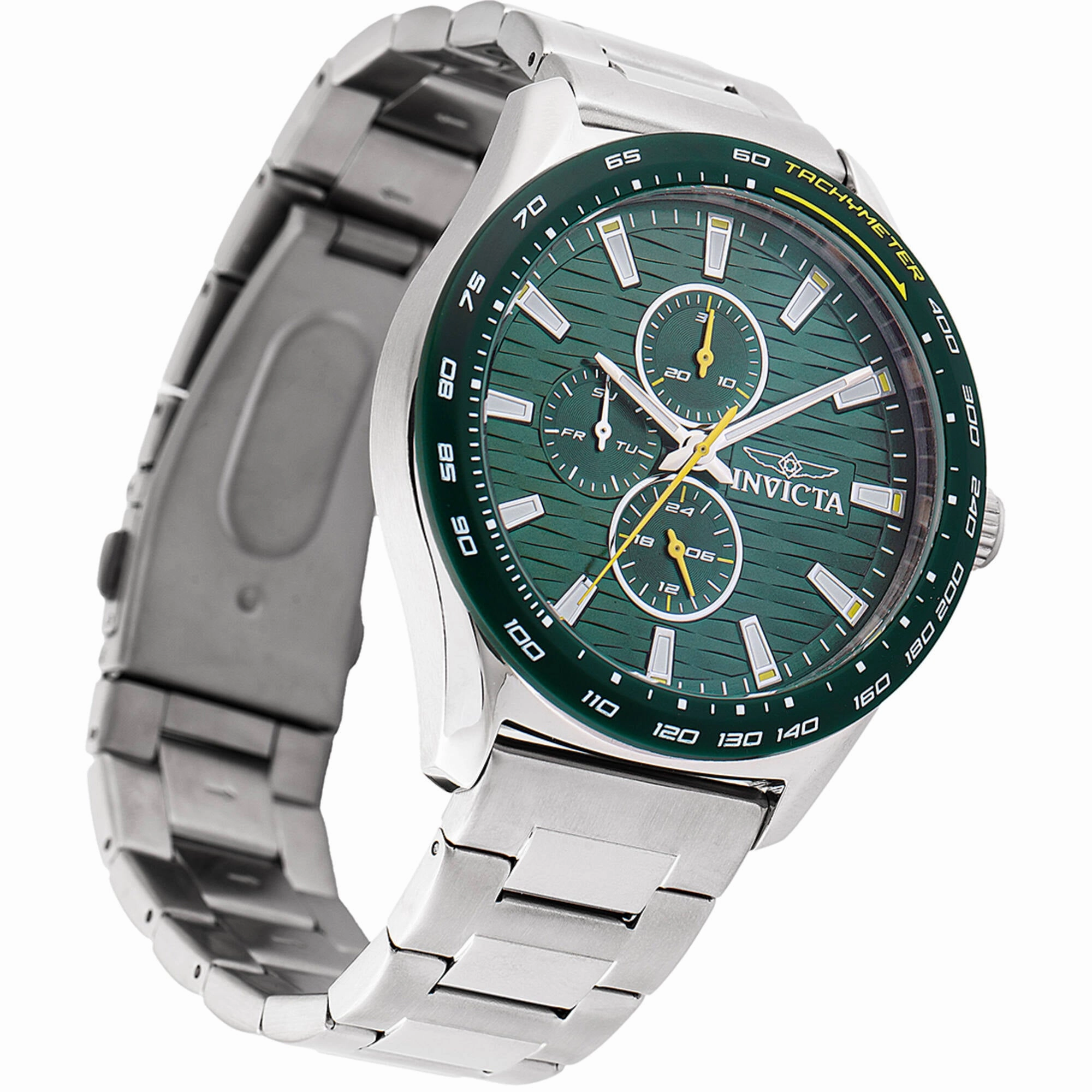 Invicta men's Watch - Invicta Racing Quartz Green Dial Silver Tone Bracelet | 47549