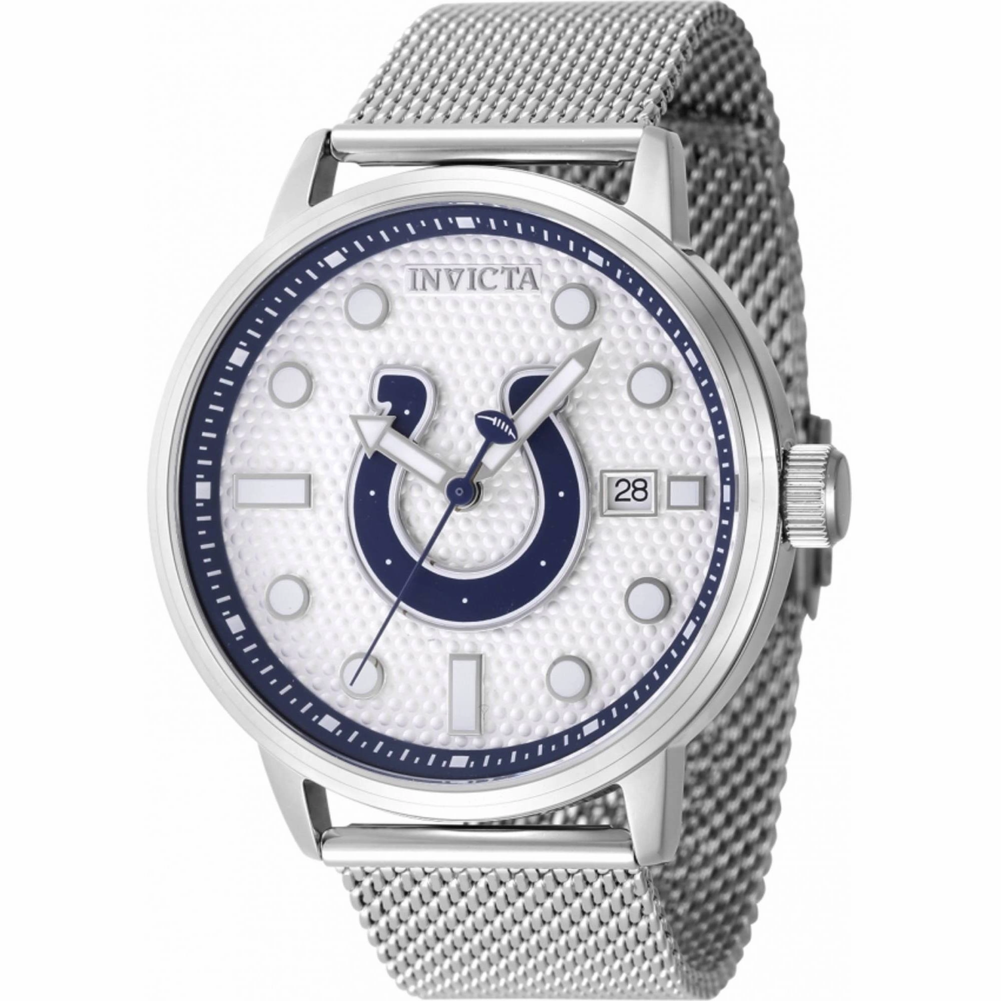 Invicta Men's Watch - NFL Indianapolis Colts Silver Tone Dial Mesh Bracelet | 47997