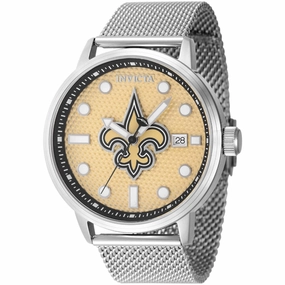 Invicta Men's Watch - NFL New Orleans Saints Beige Dial Steel Mesh Bracelet | 47981