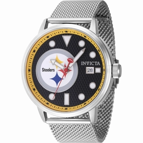 Invicta Men's Watch - NFL Pittsburgh Steelers Black Dial Steel Mesh Bracelet | 47969