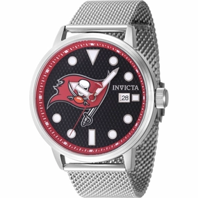 Invicta Men's Watch - NFL Tampa Bay Buccaneers Black Dial Steel Mesh Bracelet | 47979