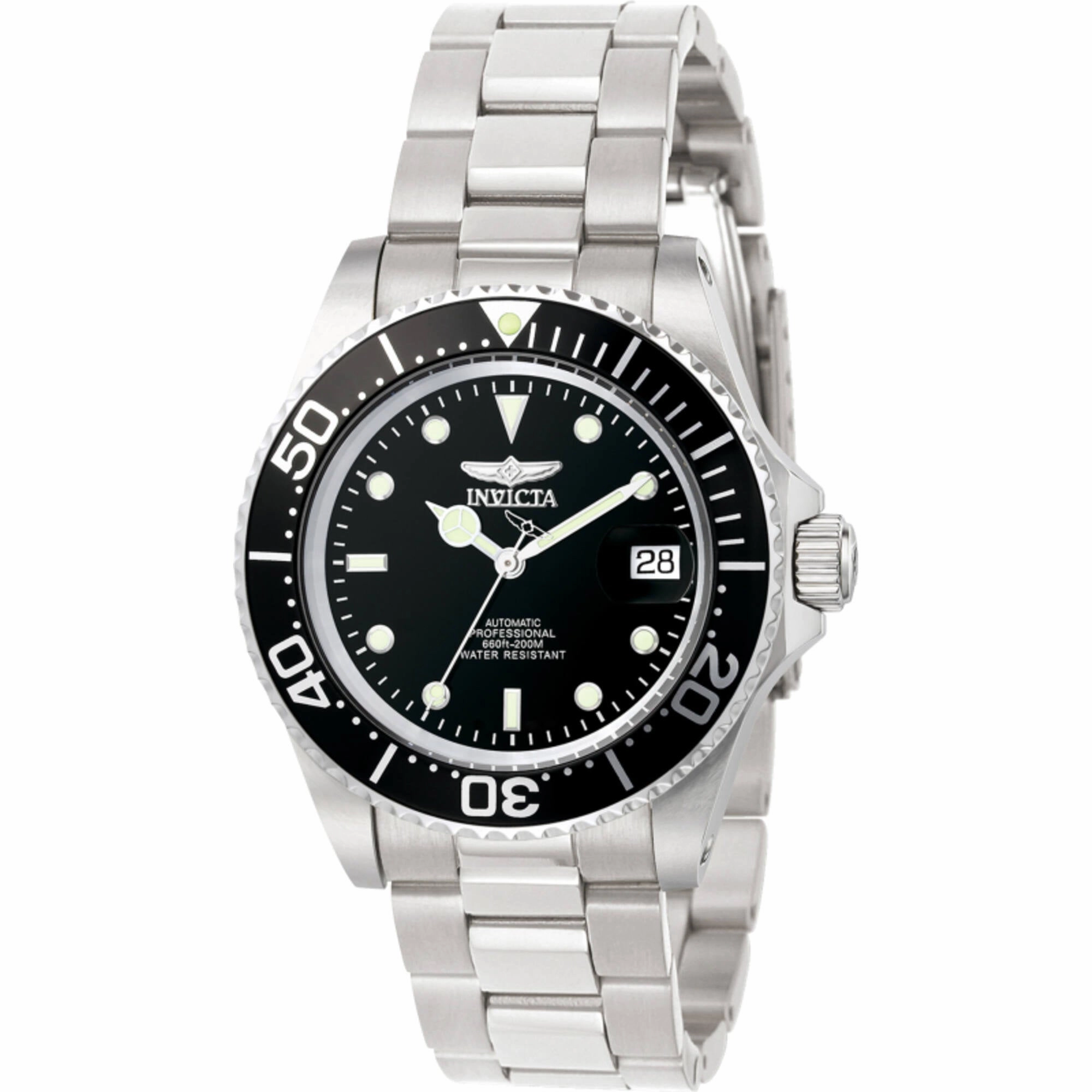 Invicta Men's Watch - Pro Diver Automatic Black Dial Silver Steel Bracelet | 8926OB