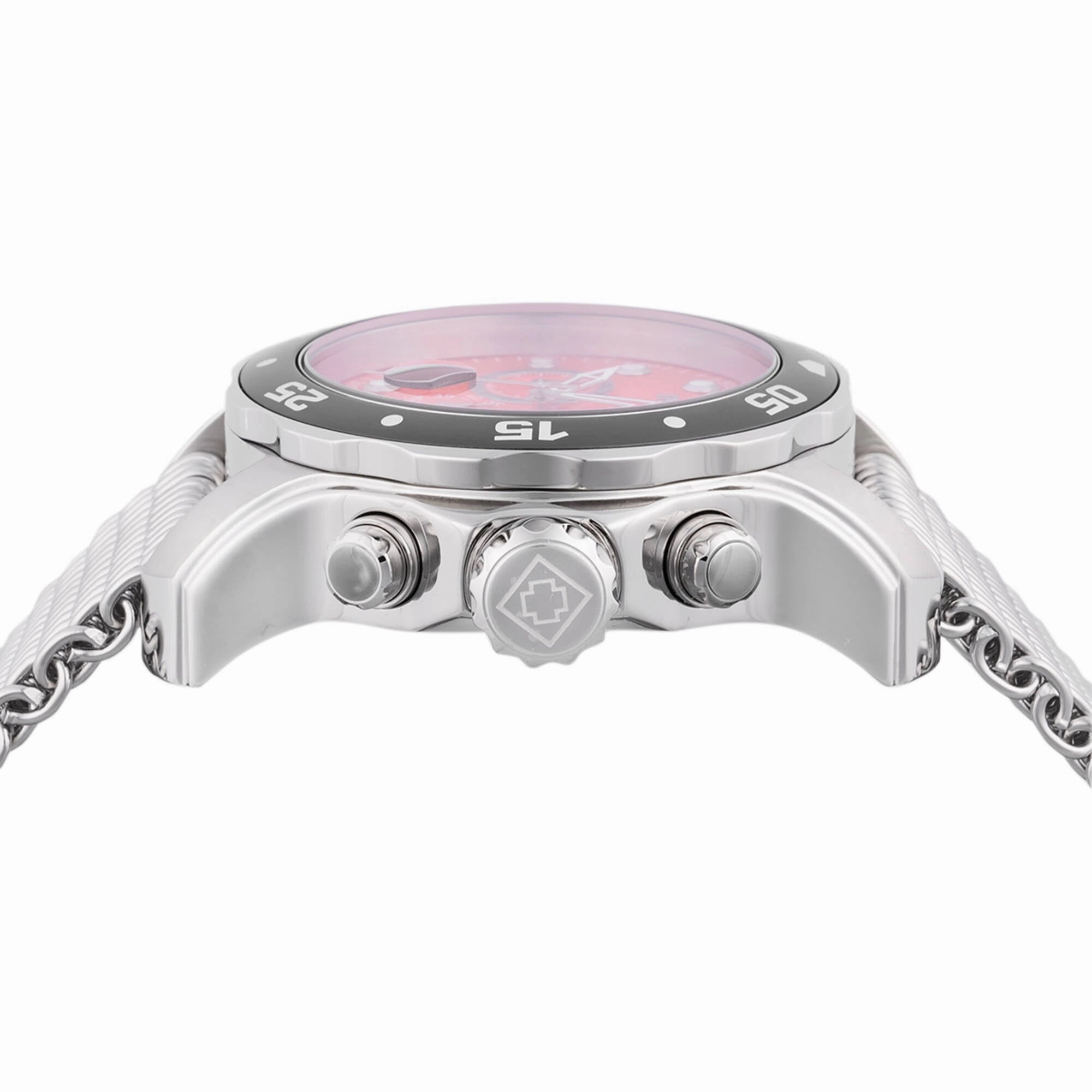Invicta Men's Watch - Pro Diver Chronograph Red Dial Steel Mesh Bracelet | 47587