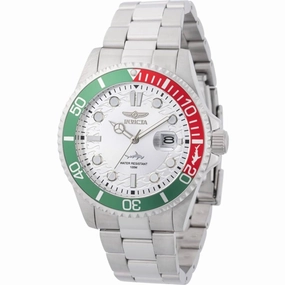 Invicta Men's Watch - Pro Diver Quartz Red and Green Rotating Bezel Bracelet | 44714